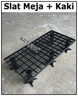 slat meja dan kaki slat hitam